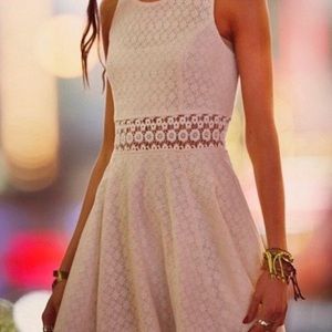 Free People ivory dress with flower waist